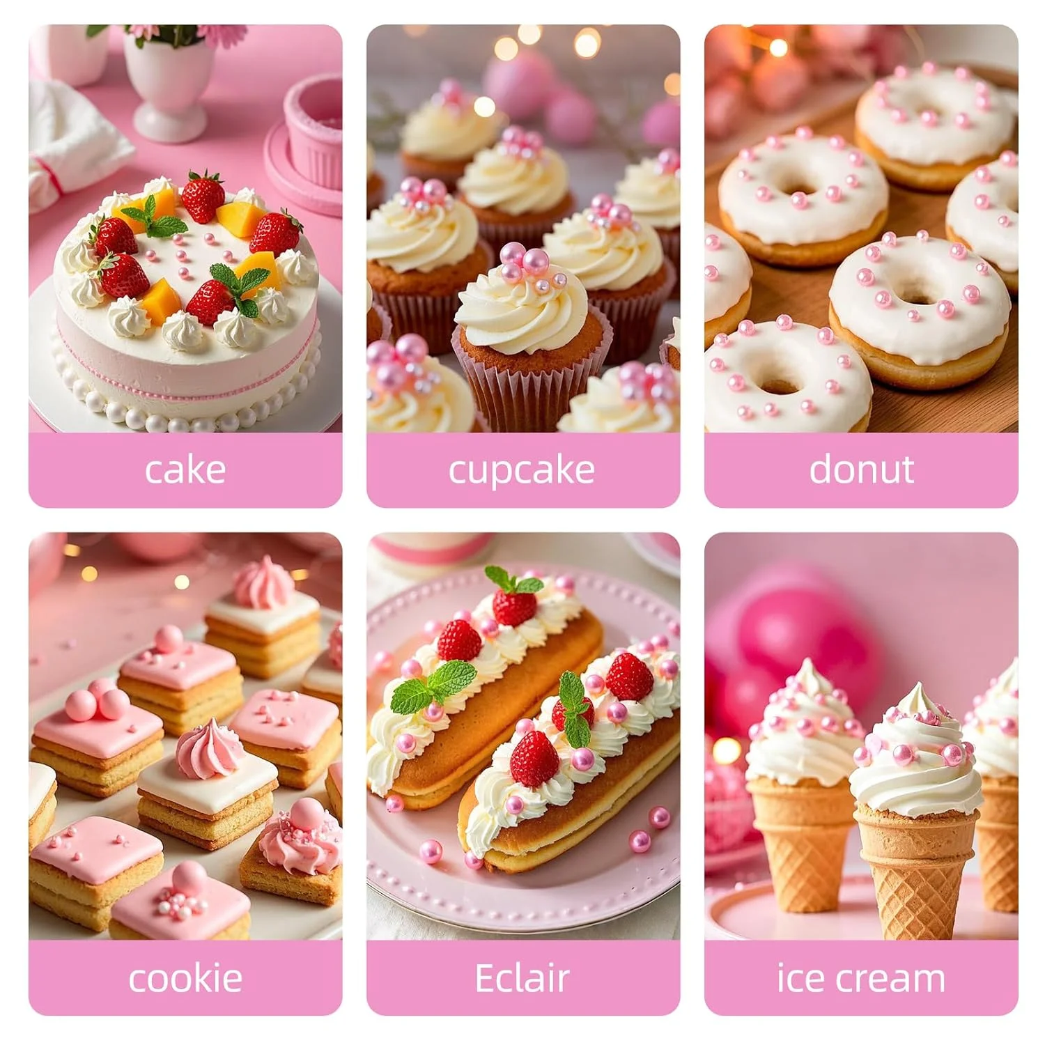 Bunte Perlenstreusel, Kuchendekoration, verschiedene Größen zum Backen von Kuchen, Cupcakes, Keksen – Muttertags- und Geburtstagsparty-Zubehör, 130 g/4,58 Unzen – Detail 2