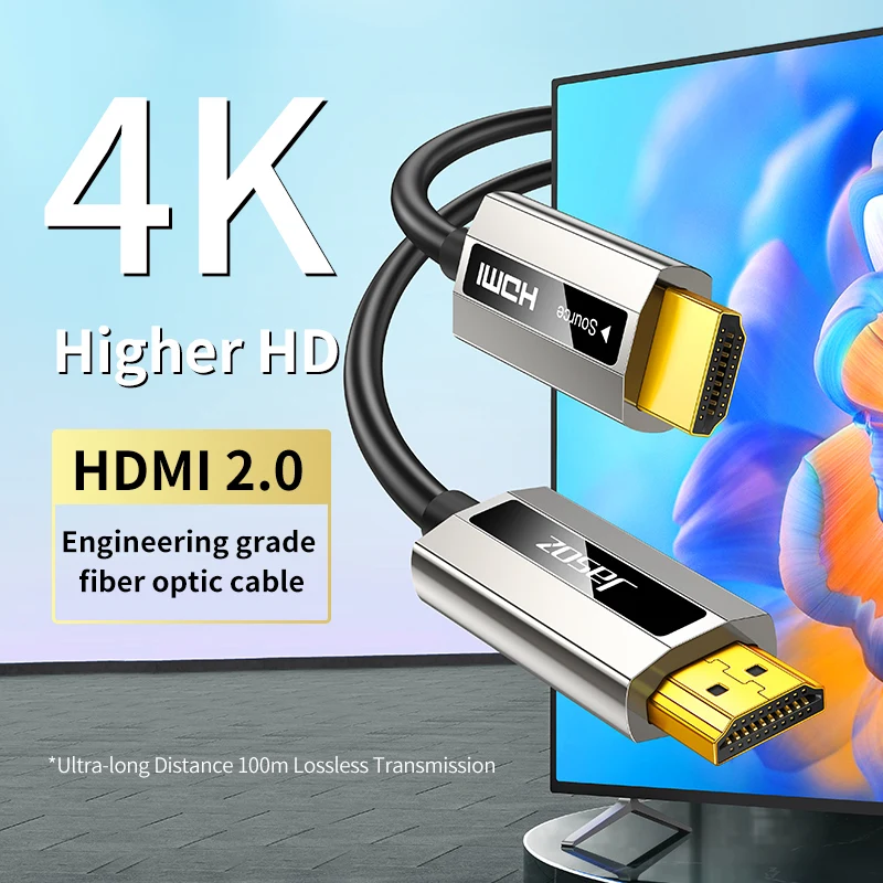 Jasoz HDMI Fiber Optic Cable 4K 60Hz HDMI 2.0 Cable Dynamic HDR eARC HDCP 2.2 for TV Monitor PC Projector PS5 5m 10m 20m 30m 50m