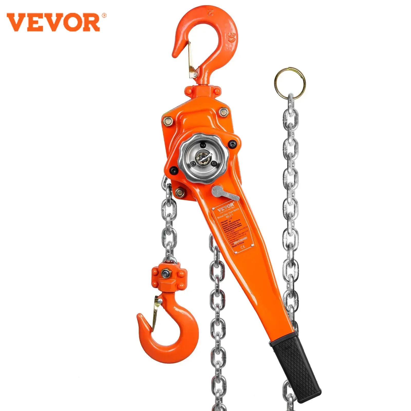 VEVOR Manual Lever Chain Hoist 0.75/1.5/3/6Ton 10/20 FT Come Along G80 Galvanized Carbon Steel Auto Chain Leading for Garage