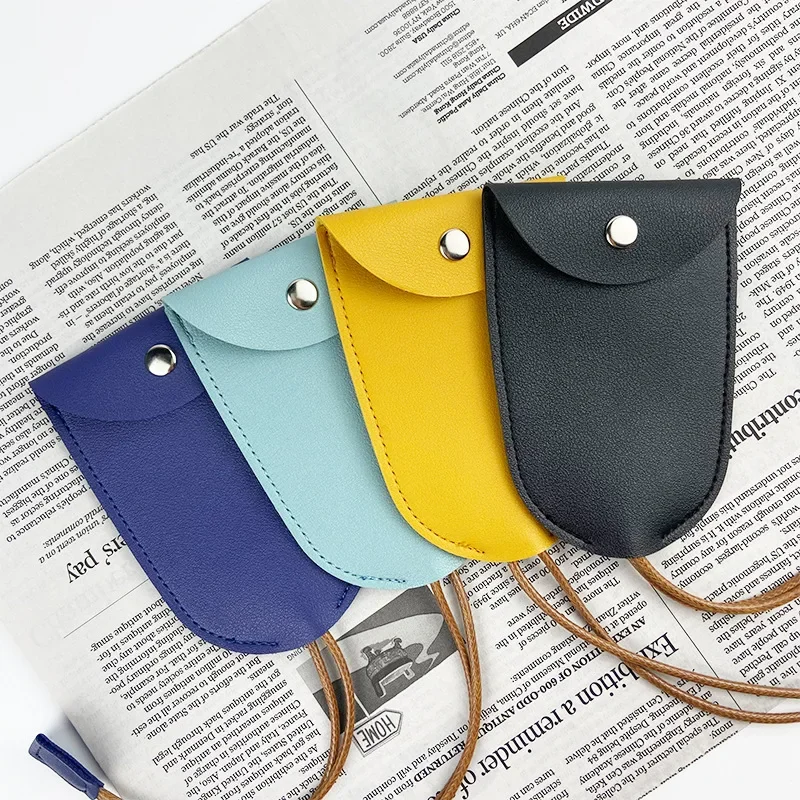 Pull Type Key Pouch Solid Color Pu Leather Key Wallets Key Organzier Car Key Holder Case Pu Leather Keychain Pouch Bags