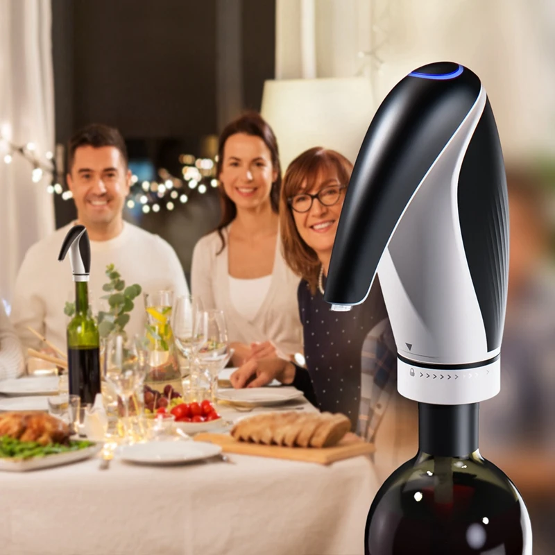 2 In 1 Electric Wine Aerator Decanter With Wine Bottle Stopper Quick Sobering Automatic Wine Dispenser Pourer Set