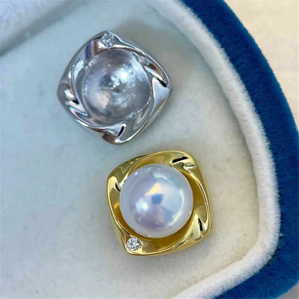 S925 Sterling Silver Pearl Pendant Setting, DIY Empty Bezel Cup Jewelry Supplies for Craft Making, Hollow Prong Pendant Findings