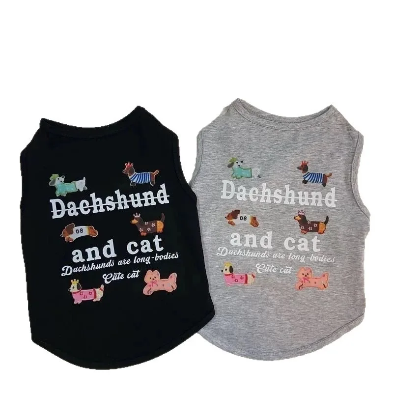 

Summer Dog Clothes Small Dog Cartoon Vest Pet Puppy Letter Print Camisole Bichon Frise Breathable Pullover