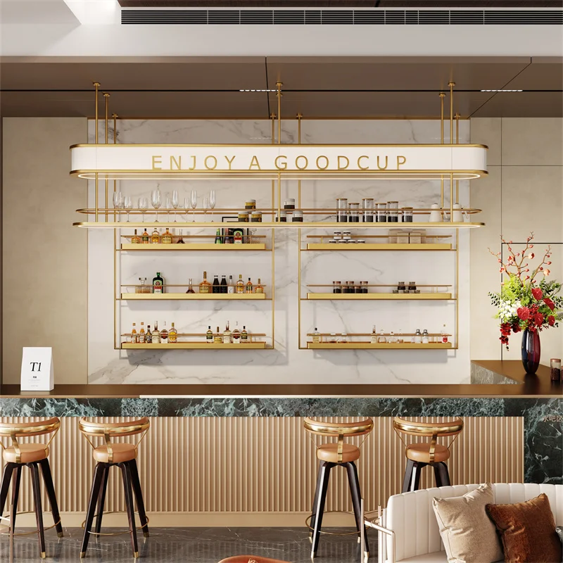 Wall Mounted Display Wine Cabinet Storage Whiskey Luxury Outside Wine Cabinet Modern Standing Wood Vinoteca Bar Decoration