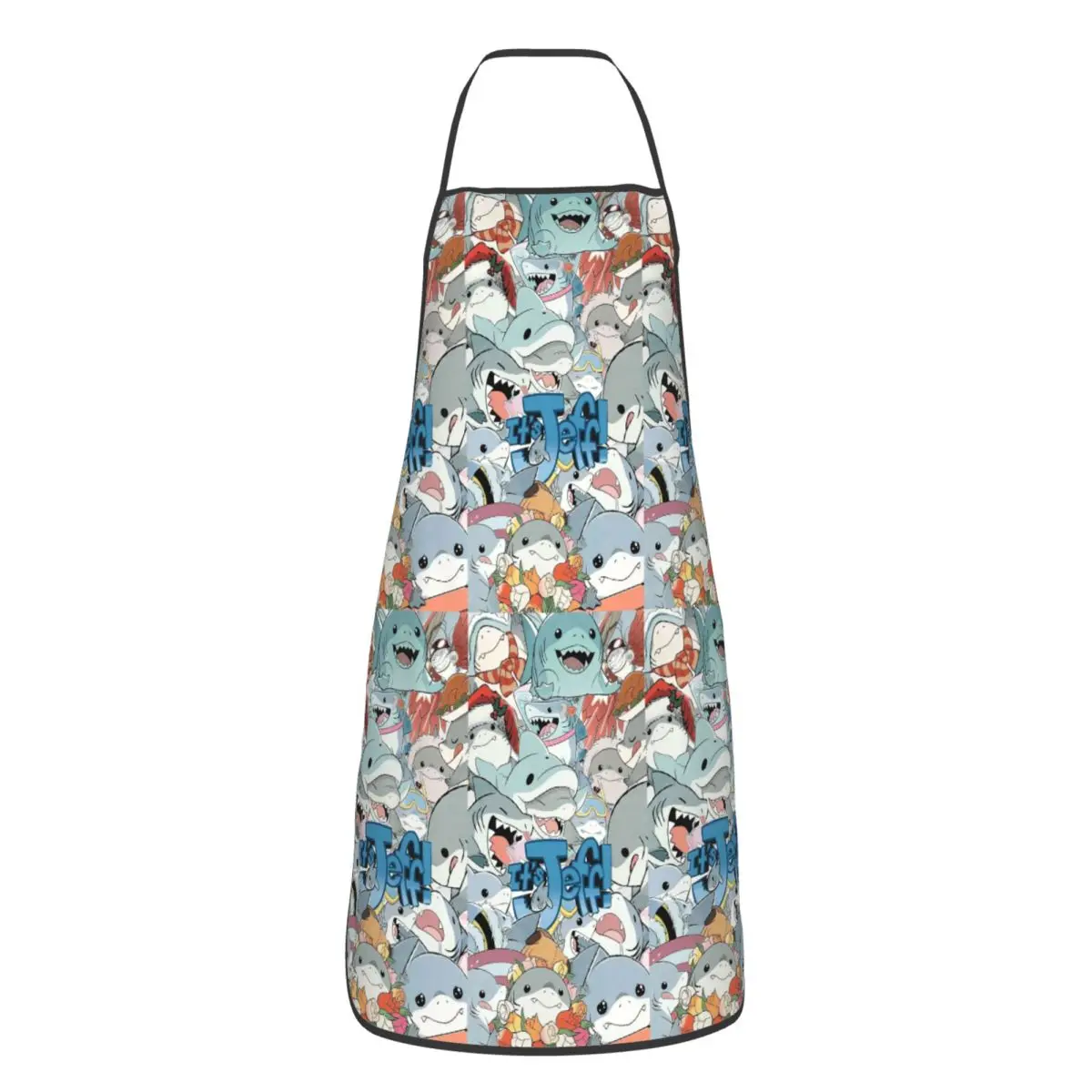 Cute Jeff The Land Shark Cartoon Apron Chef Cuisine Tablier Sleeveless Bib Kitchen Cleaning Pinafore for Women Men Gardening