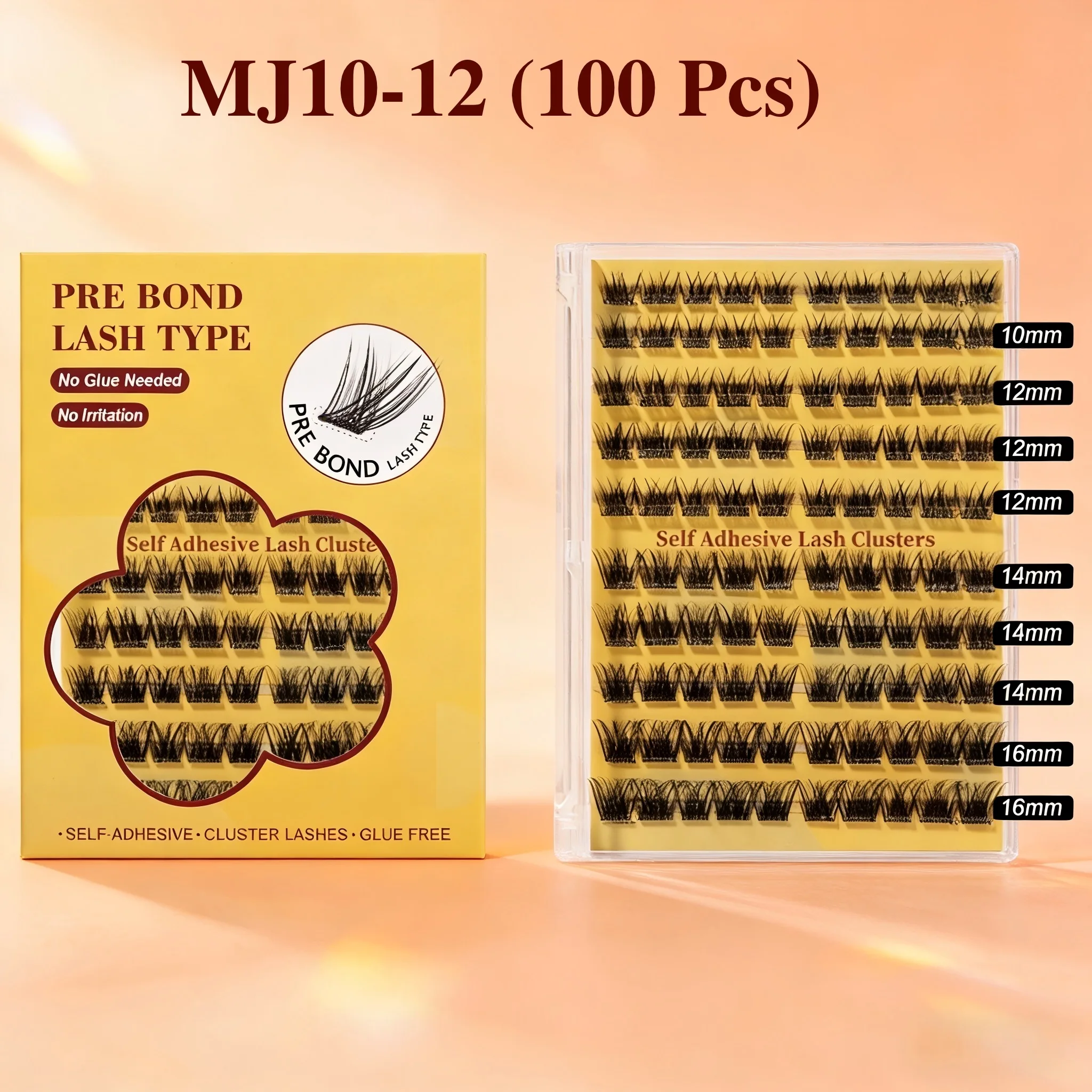 Eyelash Extension No 10 - 100PCS Pre Glued Self Adhesive Lash