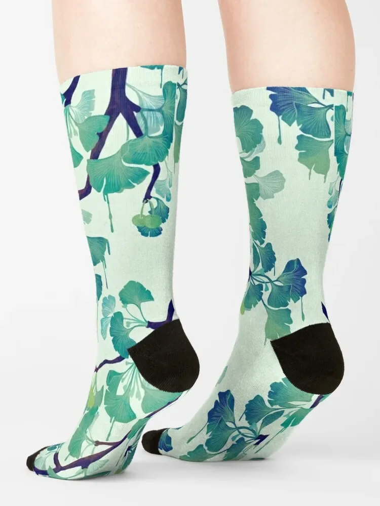 O Ginkgo (en verde) y de ocio calcetines deportivos, fútbol, calcetines térmicos de invierno para hombres y mujeres