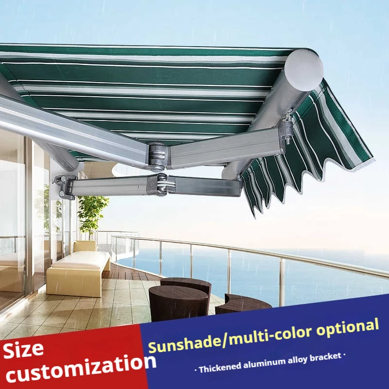 

Wholesale only10X8FT Outdoor Awning Wall mounted waterproof retractable Manual Crank Handle strong aluminum folding arm awning