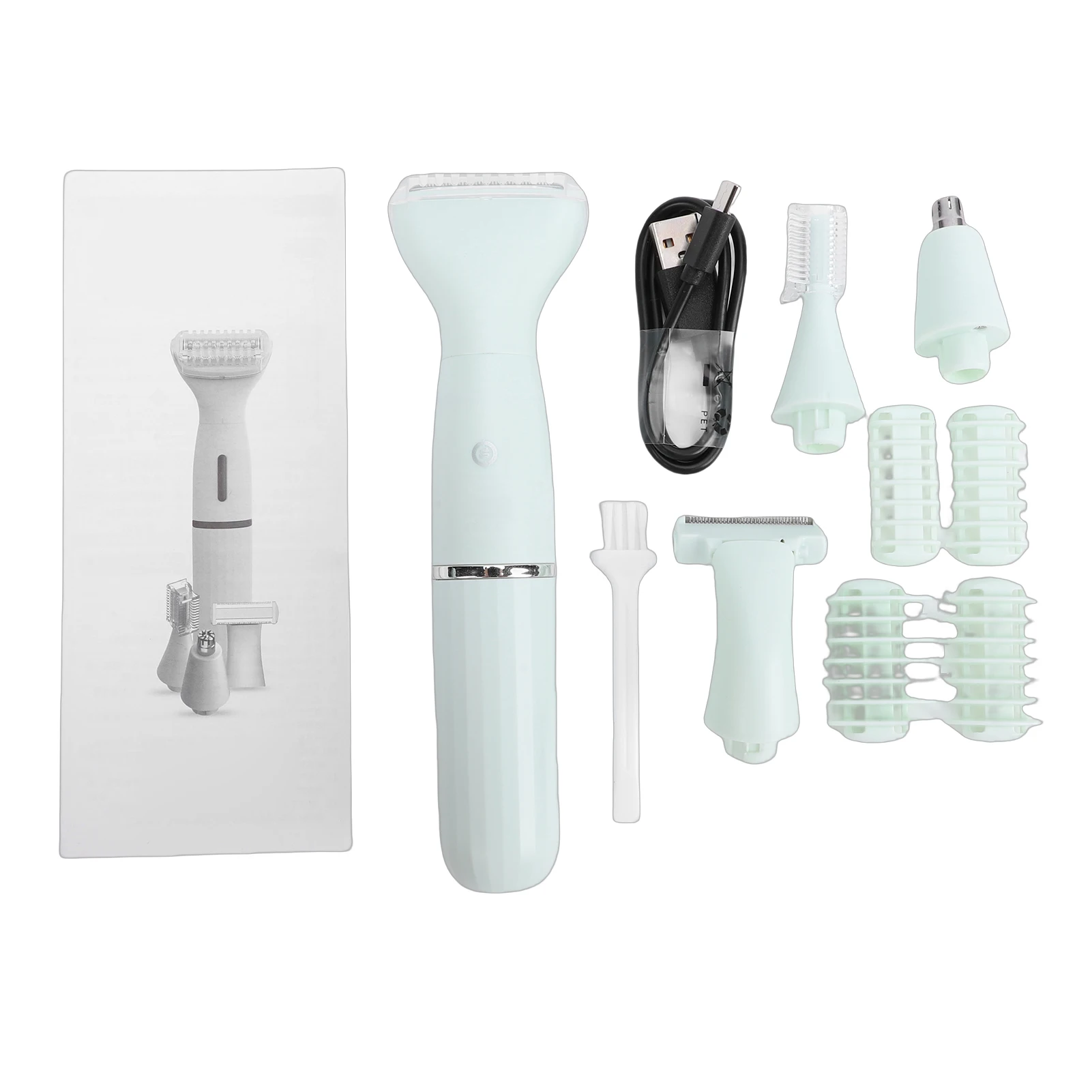 

Multi-functional Electric Body Hair Trimmer Smooth Shaving Pubic Hair Trimmer Epilator with Replacement Heads for Armpits Legs