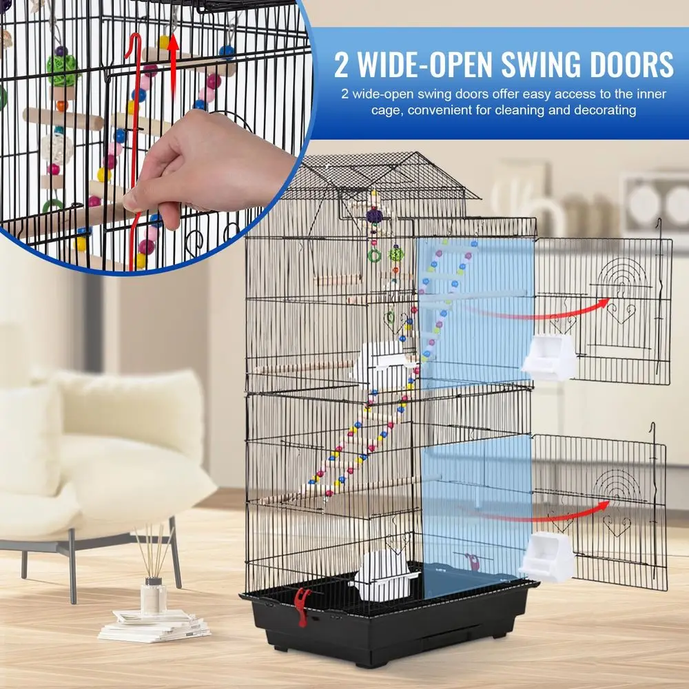 

39 Inch Bird Cage Parakeet Cage with Play Top Rolling Stand amp Easy Clean PullOut Tray Roof Top Parrot Cage for for Finches Ca