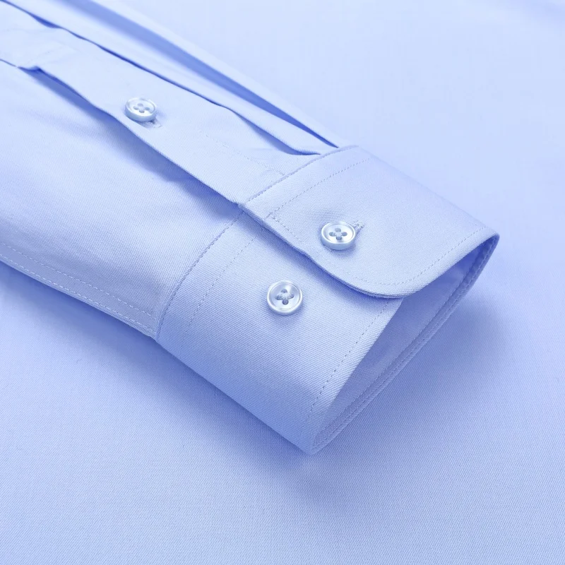 2024 Autumn New Men's High-end Cotton Elastic Long-Sleeved Slim-fitting No-Iron Anti-Wrinkle Business Pure White Striped Shirt