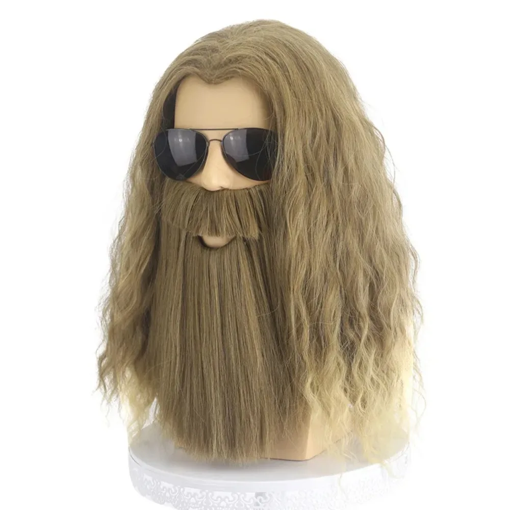 

Synthetic Wig Costume Party Cosplay Long Hair Beard Halloween Cave Man Role Play Adult Theme Accessories