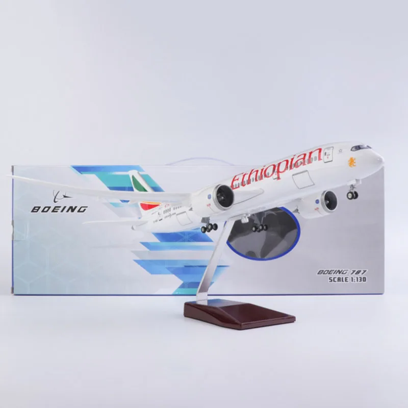 1/130 Scale 43CM Airplane 787 B787 Dreamliner Aircraft Ethiopian Airlines Model Light Wheel Diecast Resin Plane