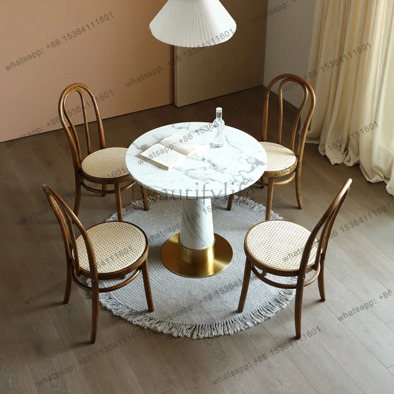 Modern simple casual small round table and chair combination guest reception coffee milk tea shop dining table