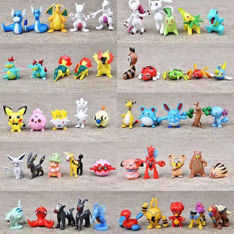 24/48/144 szt. Pokemon Anime figurka losowa bez powtórzeń Model działania Kawaii Pikachu 2-4CM zabawki dla prezenty urodzinowe dla dzieci