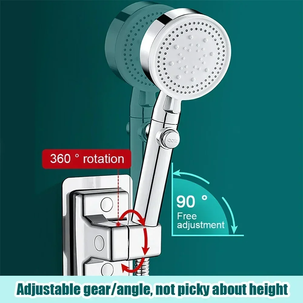 360° Adjustable Shower Head Holder Wall Mounted Shower Holder Self-Adhesive Showerhead Handheld Bracket Bathroom Accessories