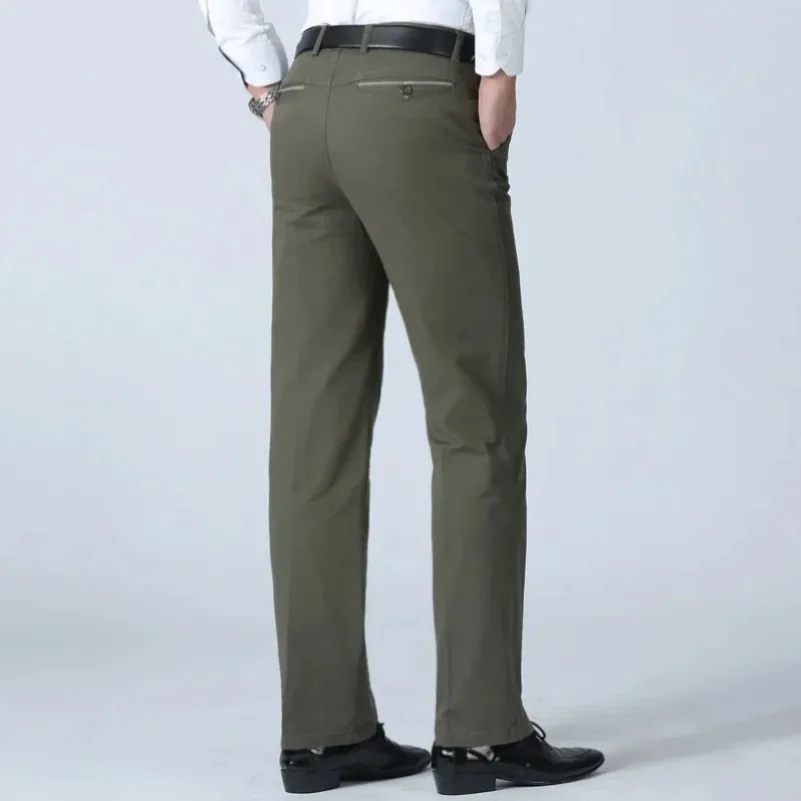 Men\'s Summer Thin Casual Suit Pants Autumn Thick 100% Cotton Classic Business Fashion Stretch Trousers Male Brand Clothes KOACUS