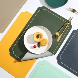 6/4pcs Nordic Style Leather Placemat Anti Slip and Thermal Insulation Mat PVC Two-color Household Hotel Dining Table Decor Mat