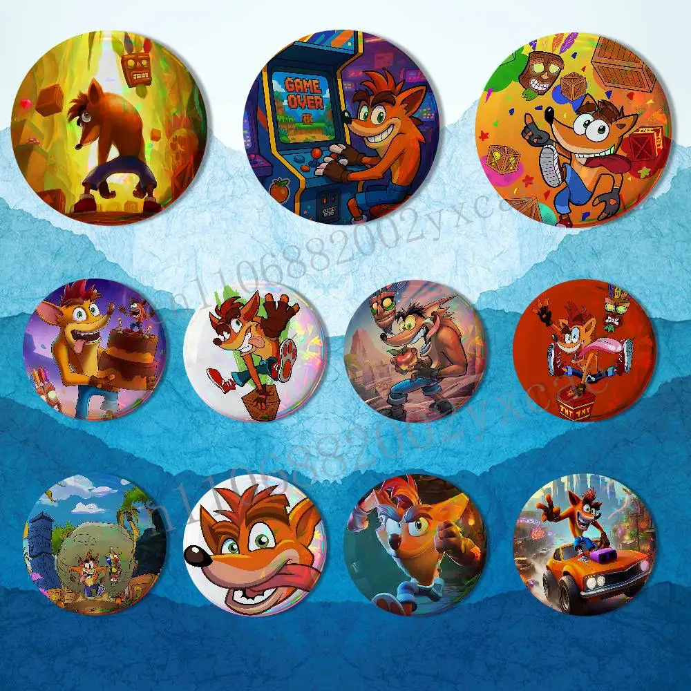 

naughty game Crash Creative Round Badge Button Pin Bag Decor Fans Collection Friends Gift Brooch