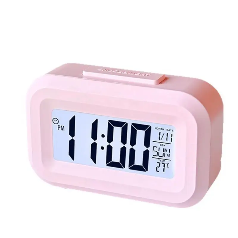 Digital Compact Alarm Clock with Temperature Date Display Multi Colors Available for Bedroom Office Travel Use