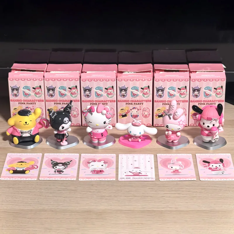 

【genuine】Sanrio Characters Pink Party Series Blind Box Characters Cute Desktop Accessories Anime Enthusiasts Collect Toys Gifts