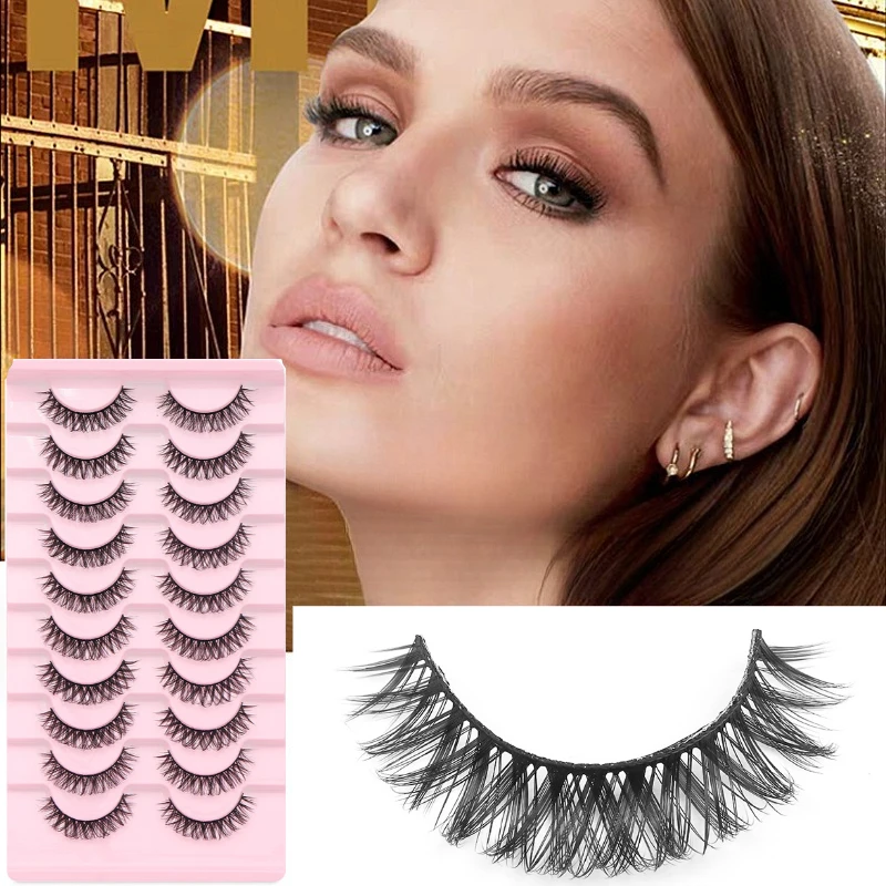 

10 Pairs Super Thick Dense False Eyelashes Natural Manga Volume Fluffy Fake Eyelash Full Strip Lashes Extension DIY Makeup