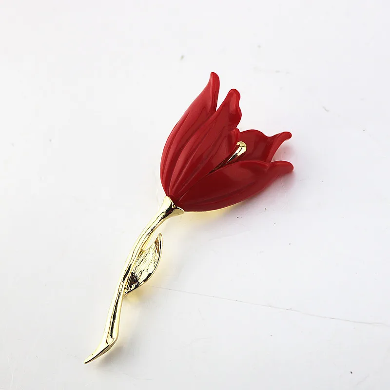 1pc Tulip Flower Brooches For Women Spring Fashion Pin Elegant