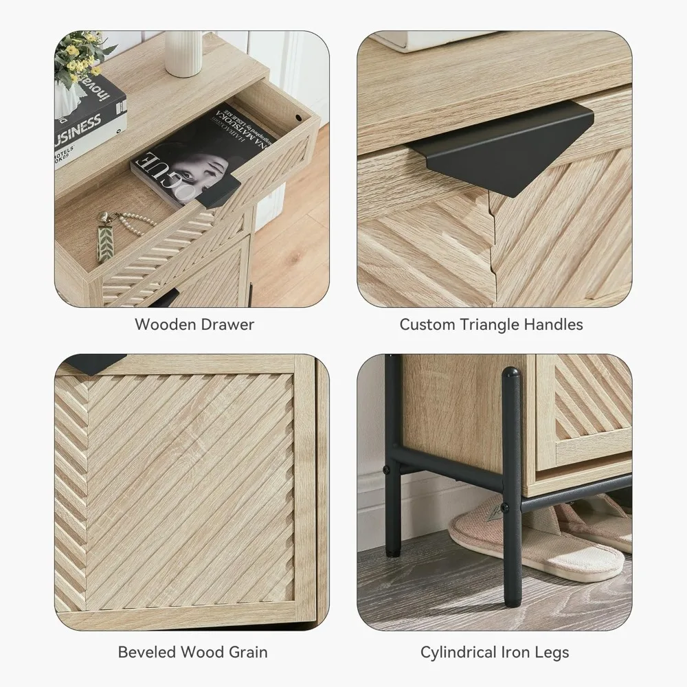 خزانة تخزين الأحذية النحيفة مع أدراج مزدوجة للمدخل، منظم أحذية قائم بذاته #5