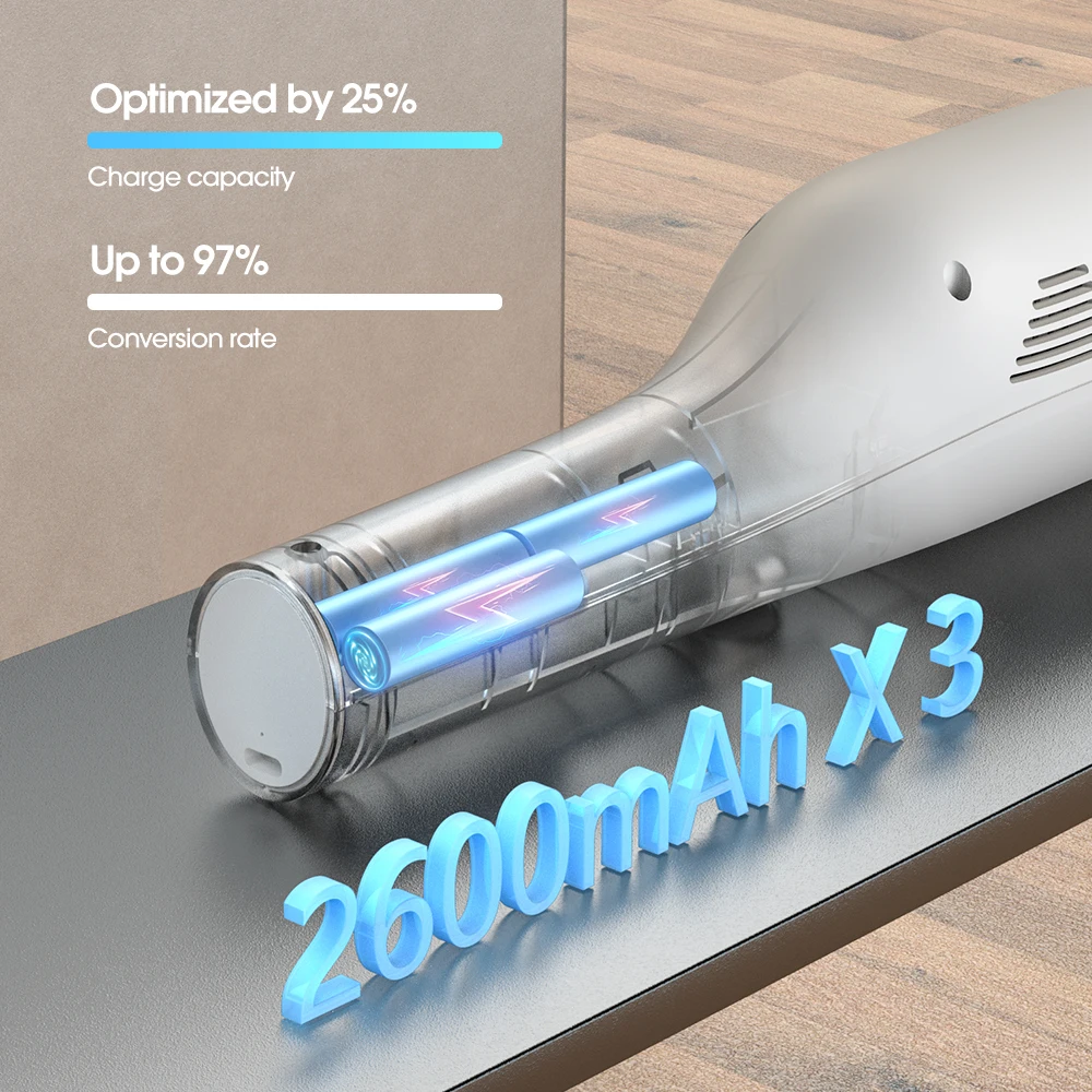 مكنسة كهربائية محمولة باليد من كارسون - شفط قوي 6000 باسكال، مكنسة كهربائية محمولة خفيفة الوزن بقدرة 90 وات للسيارة المنزلية، شحن من النوع C #3