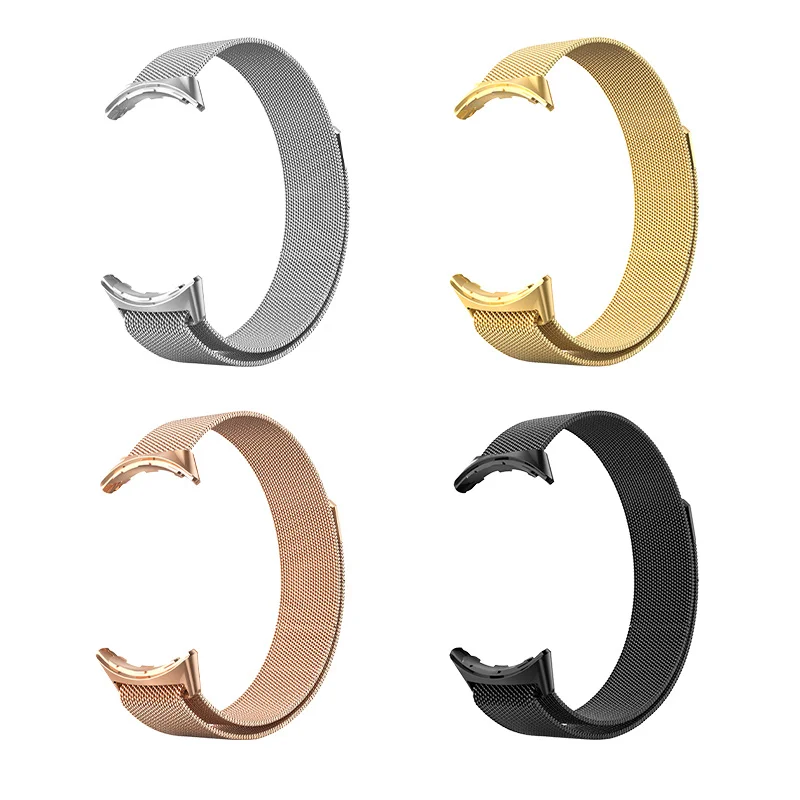 حزام حلقة ميلانيزي لحزام ساعة Pixel ملحقات الساعة الذكية سوار مغناطيسي معدني من الفولاذ المقاوم للصدأ لساعة Google Pixel