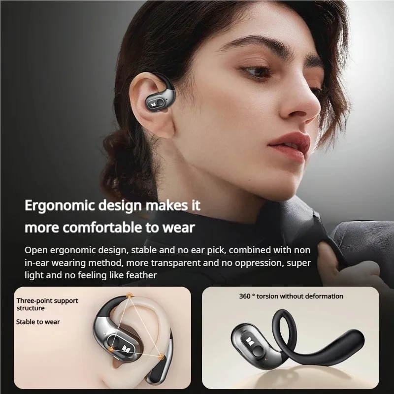 Monster AC330 Open Ear Ear-hook Bluetooth Headphone Air Conduction Sports Earphone HiFi Stereo TWS Wireless Earbuds with Lanyard