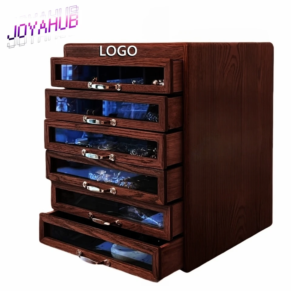 

Custom Logo Luxury Glass-Front Wooden Cabinet Vintage Organizer Large Capacity Display Case for Tea Set Jewelry &Collectibles