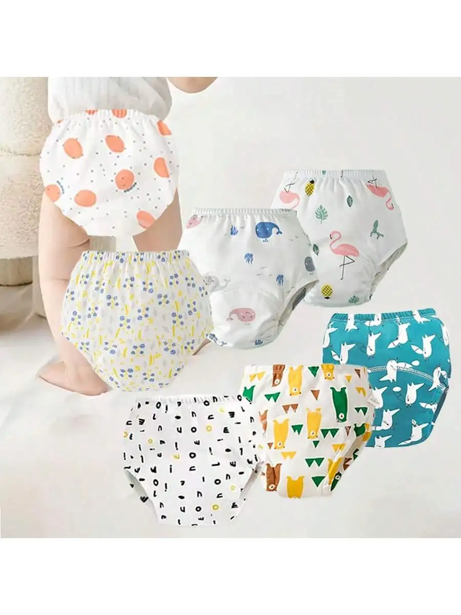 6 قطع من سراويل تدريب الأطفال، حفاضات قماشية للتدريب على استخدام المرحاض، سراويل تدريب صديقة للبشرة ومريحة - قابلة للغسل في الغسالة وقابلة لإعادة الاستخدام، ملابس داخلية للتدريب على المرحاض للأولاد والبنات، هدية مثالية للأطفال.