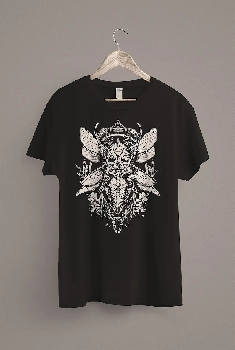 Dark Cottagecore Cicada TShirt  Insect Bug Shirt  Entomology  Gothic Witch Clothing  Grunge Clothes  Pastel Goth Aesthetic