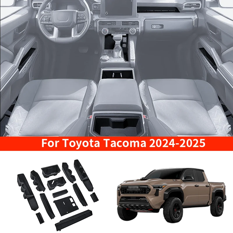 

Внутренний ящик для хранения, защитный чехол, набор из 13 шт. для Toyota Tacoma 2024+, держатель для чашки на центральной консоли, чехол, автоаксессуары