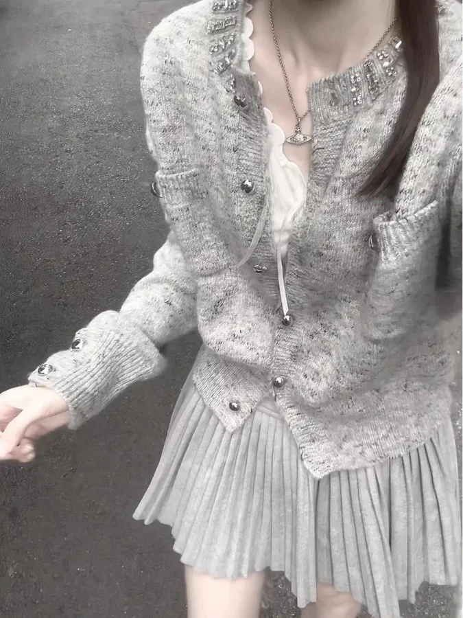 

Casual Loose Long Sve Knitted Sweater Coat Women Early Autumn 2025 New Sle Faionable Youthful Top round Ne Button Cl...