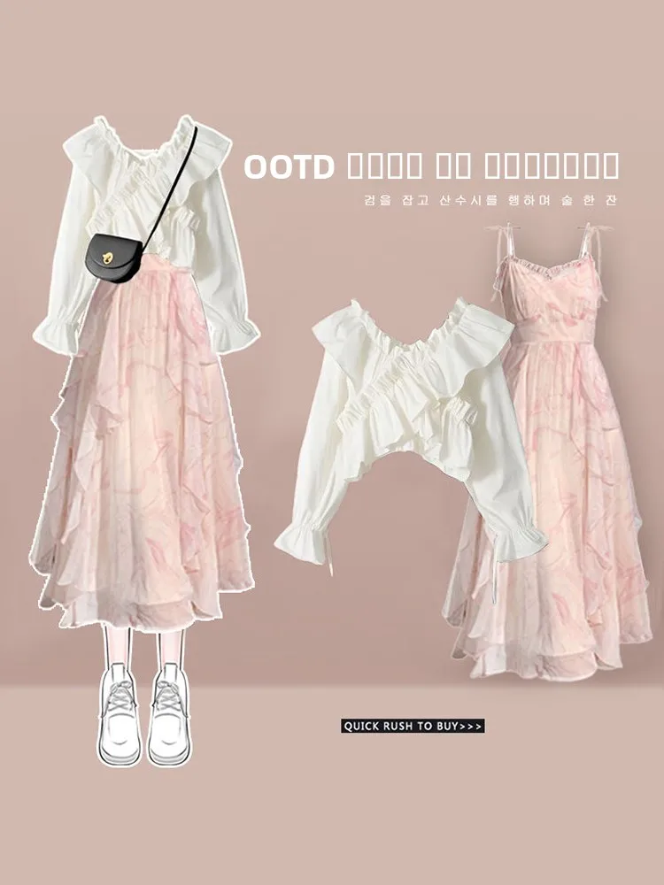 

Fashionable Salt Series Sweet And Spicy Spring Autumn Professional Women's Set Dress Elegant High-End Feel Top And Skirt Two-...