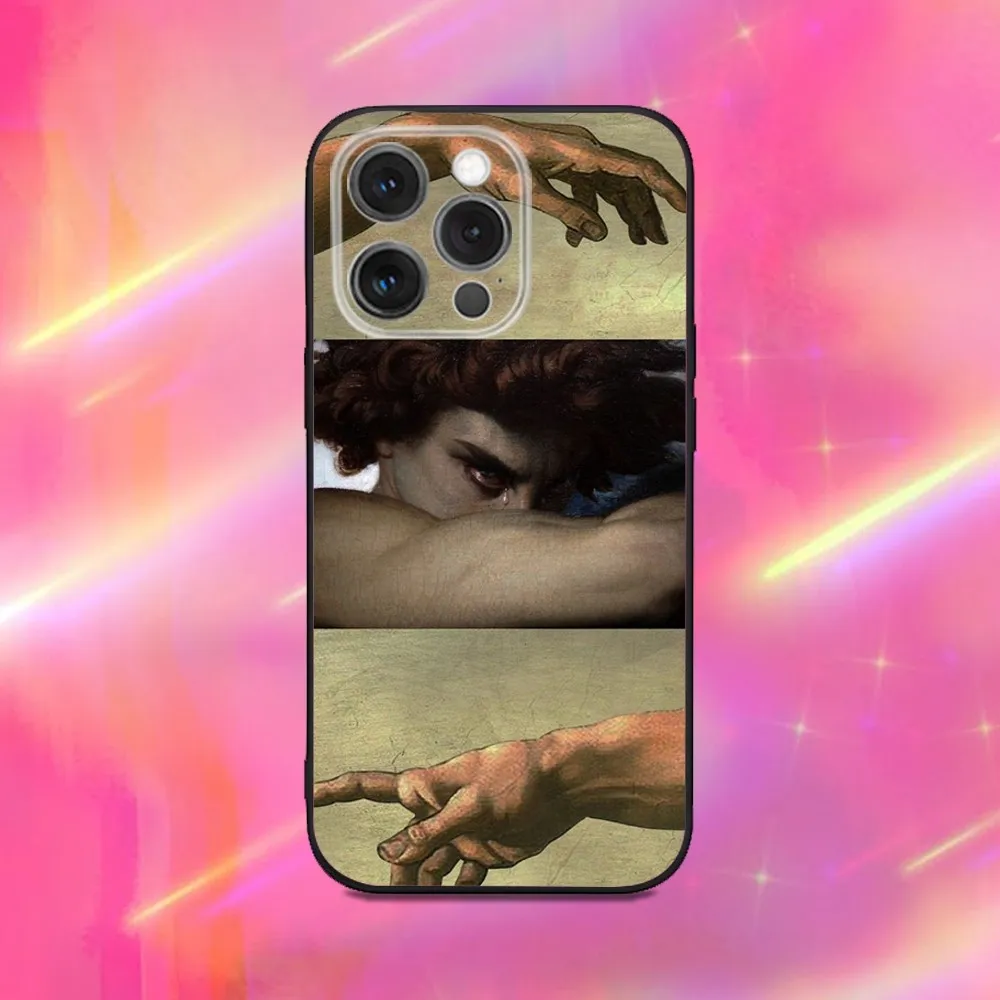 حافظة هاتف Fallen Angel من Alexandre Cabanel لهاتف iPhone 16,15,14,13,12,11,Pro,Max,Plus,X,XS,XR,SE,8,7,Mini,Soft Silicone Black