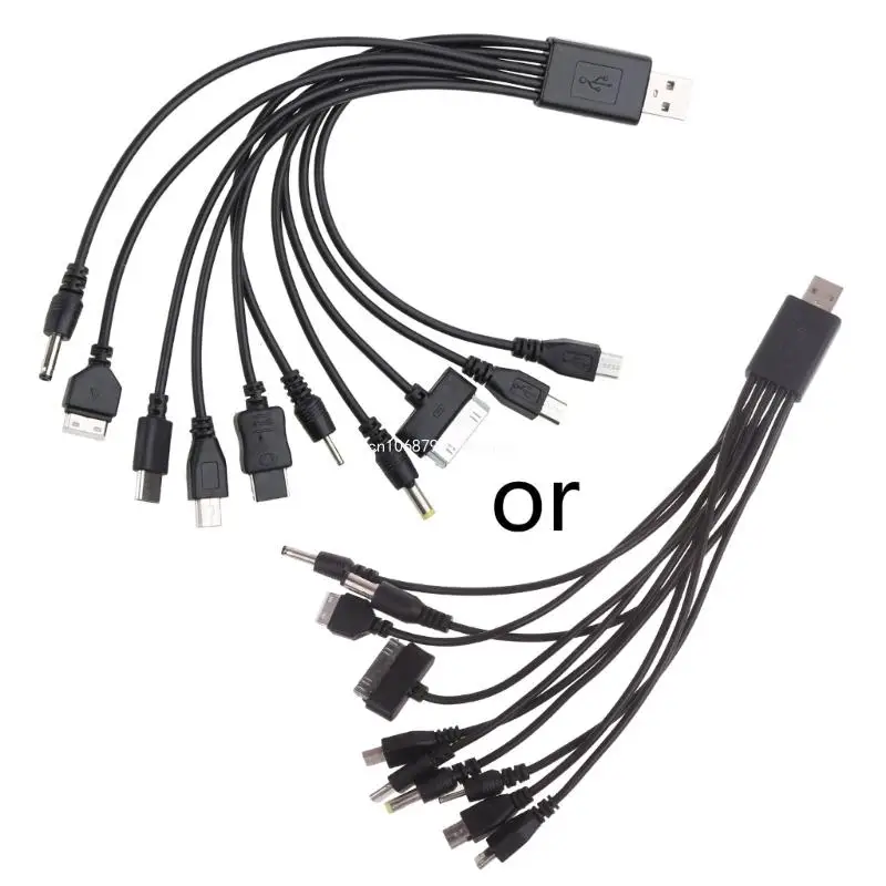 Universal USB To Multi Plug Cell Phone Charger Cable 10 in 1 USB Cable For Smartphone Charger Cable 20CM/7.87in