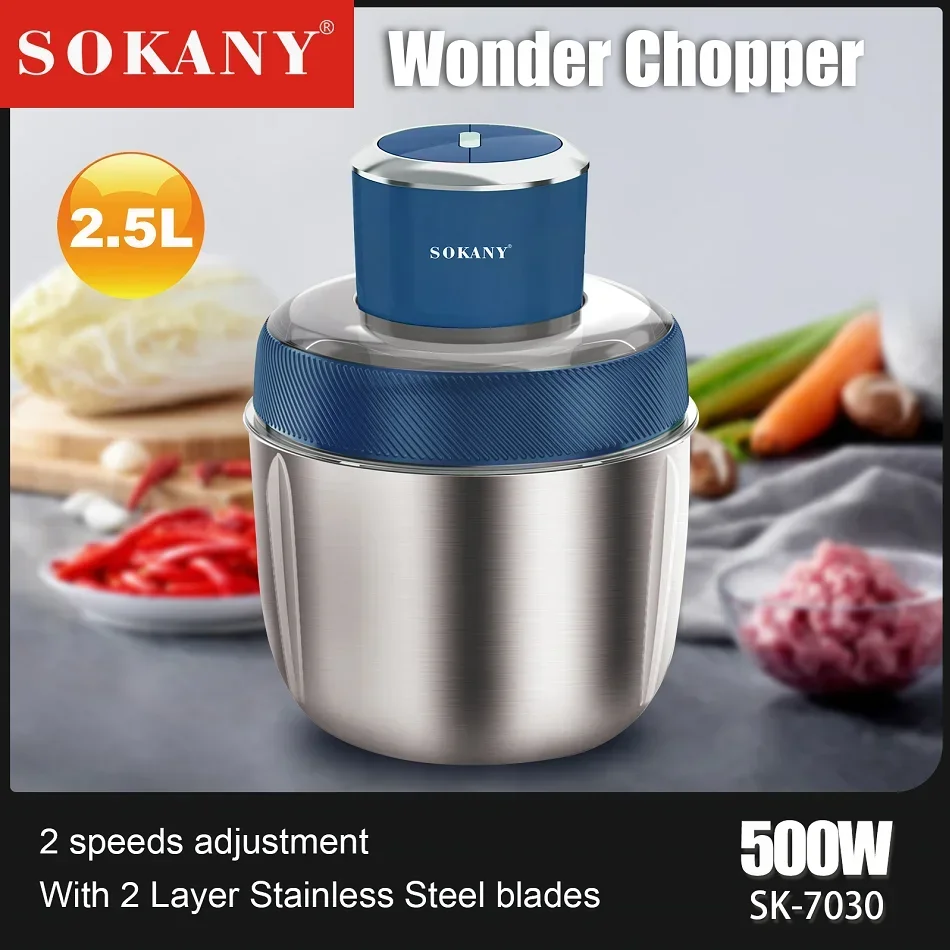 Houselin Meat Grinder, Food Processors with 2 Bowls, 500W Electric Food Chopper for Baby Food, Meat, Onion