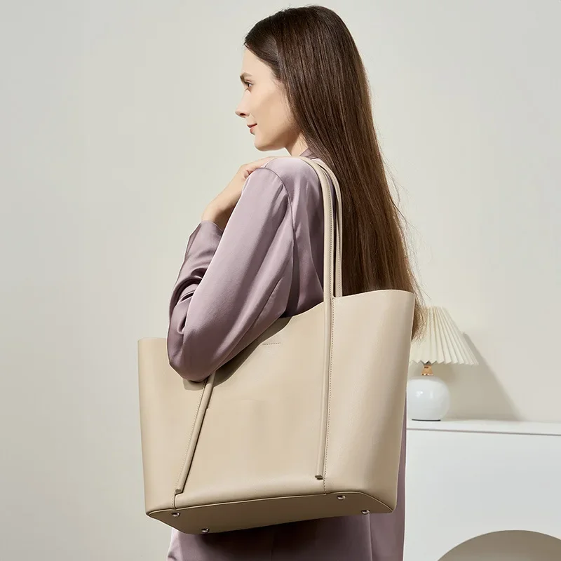 Sac sous les bras en cuir PU pour femme, sac à main monochrome, sac d'épicerie décontracté, grande capacité, chic initié avec sac à main, commConsulTote