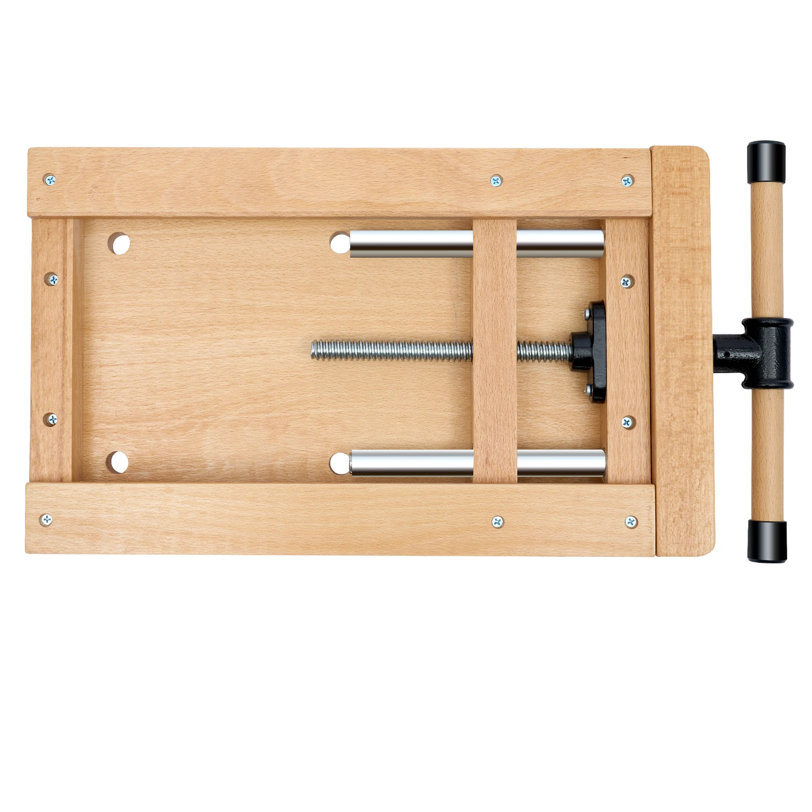 Beech Wood Vise Workbench – 20.8"X11"X2.7" – 4 Metal Limit Blocks – G-Clamps – for Chiseling Planing Sawing – Woodworking