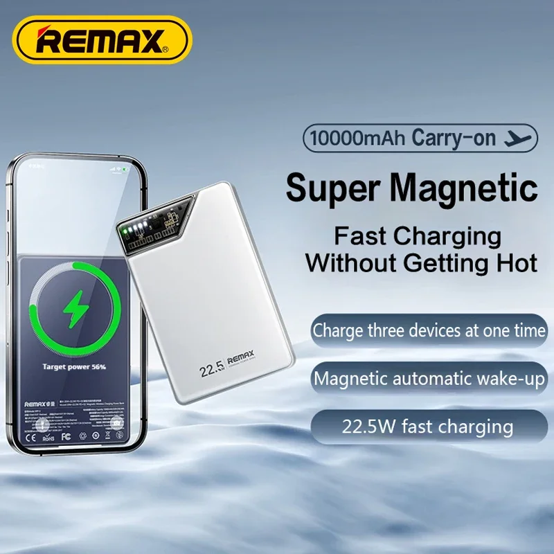 REMAX Magnetic PowerBank caricabatterie portatile per iPhone 15 Pro MAX 14 X iPad Air Xiaomi Huawei Airpods Wireless Power Bank 10000mAh