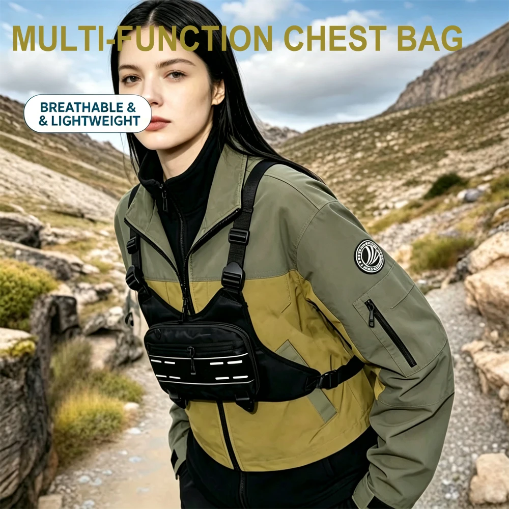 Leichte, wasserabweisende Sport-Brusttasche für Herren, geeignet zum Laufen, als Umhängetasche für Workouts, zum Radfahren, Wandern, Klettern und für Spaziergänge mit dem Hund. – Detail 14