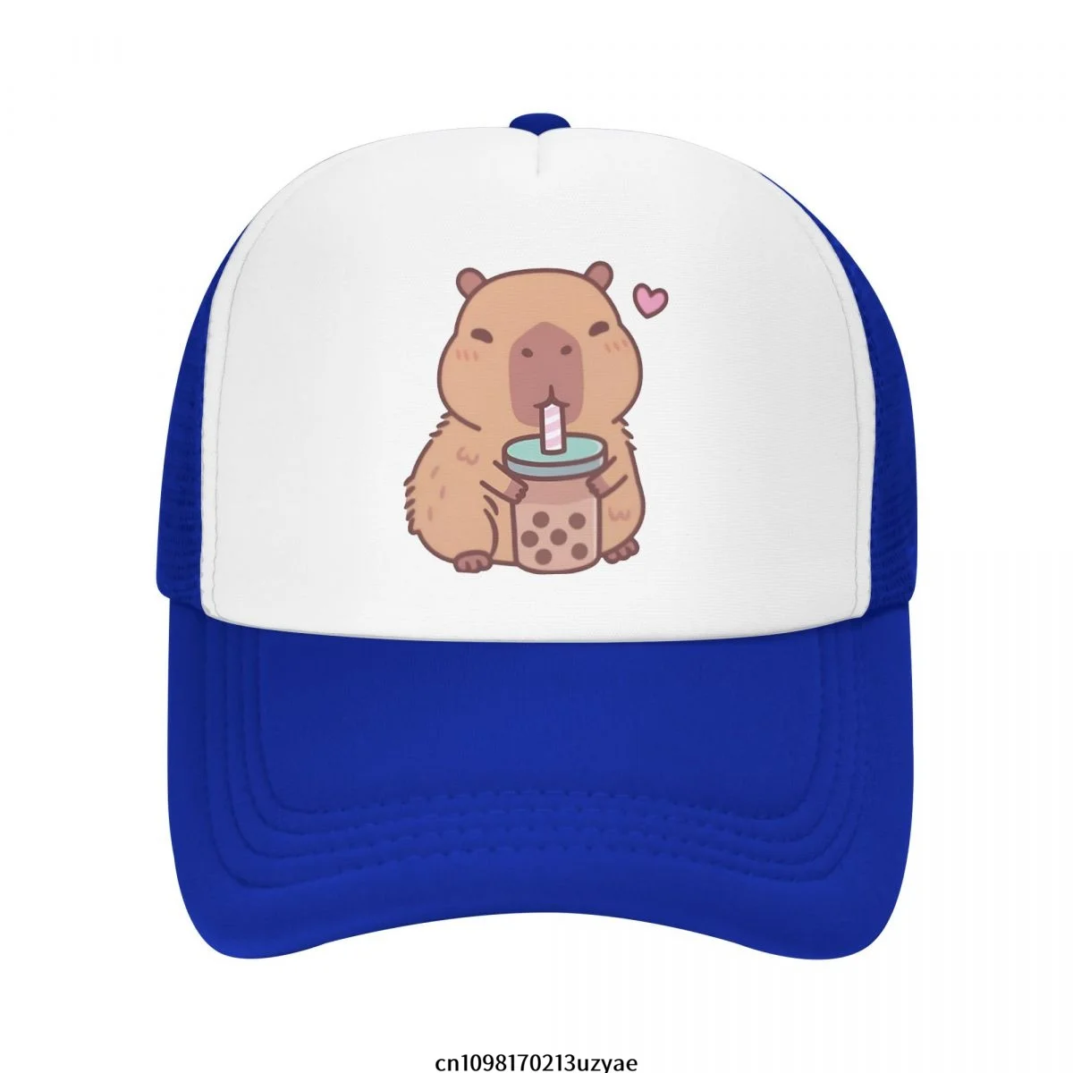 Niedliche Capybara-Liebhaberin von Bubble Tea Mesh-Baseballkappe Sommer Outdoor Herren Damen Mode Sport Hüte Hip Hop Trucker