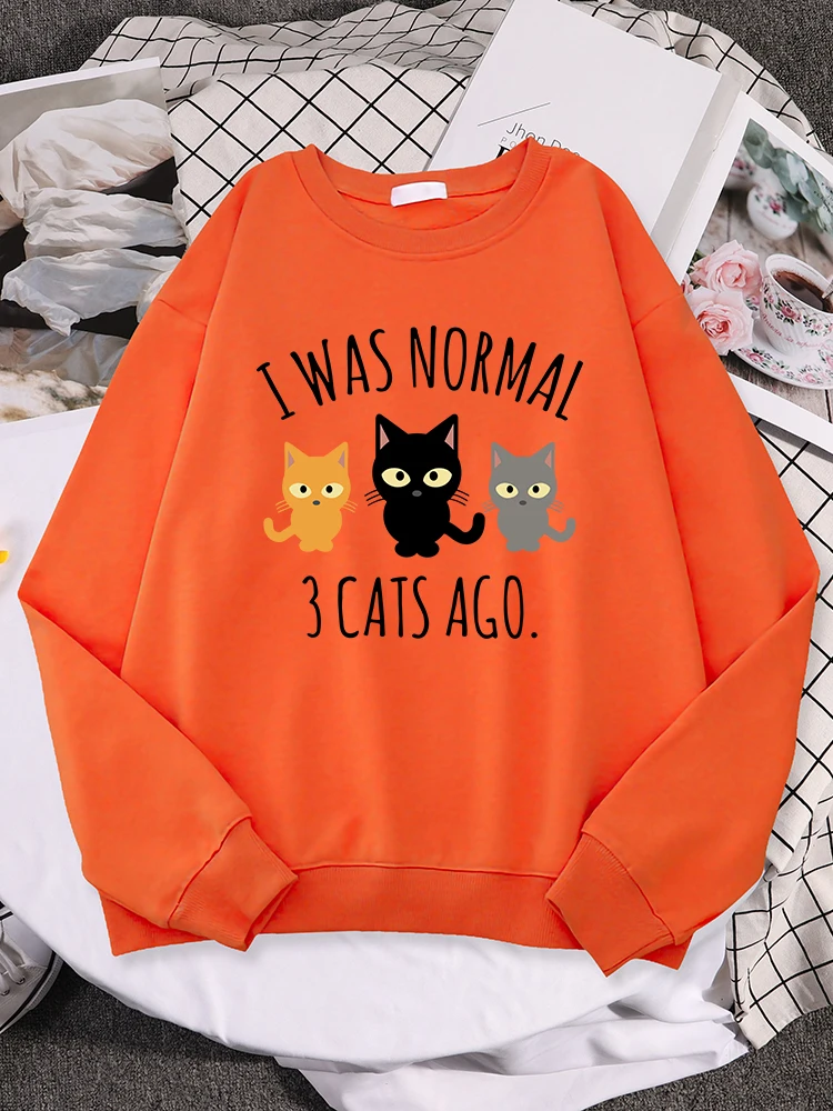 

I Was Normal 3 Cats Go Print Woman Hoodie Fashion Fleece Sweatshirt Funny Cartoon Pullover Personality All-Match Female Clothing