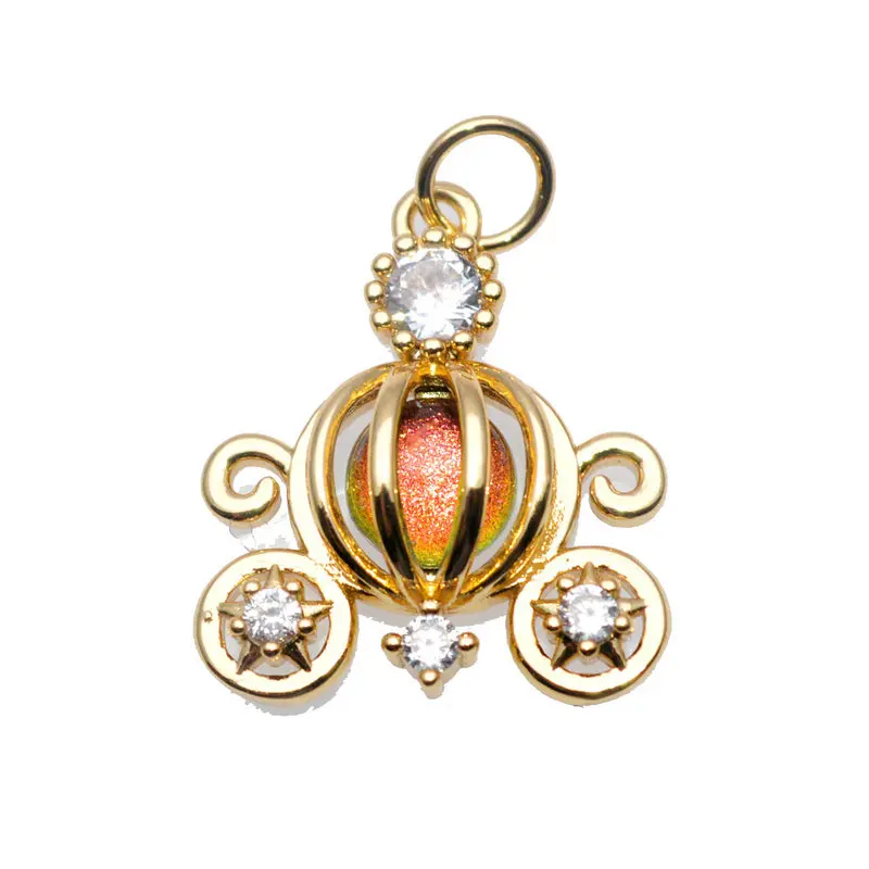 

Unique Design Women Jewelry Making Accessories Creative Opal CZ Setting Flower Pumpkin Carriage Multi Color Charms for DIY