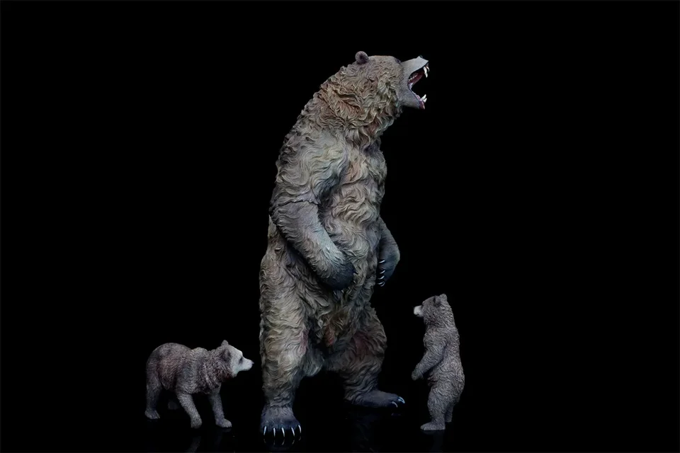 JXK 1/6 Big Brown Bear Model Realistic Fierce Wild Animal Soldier