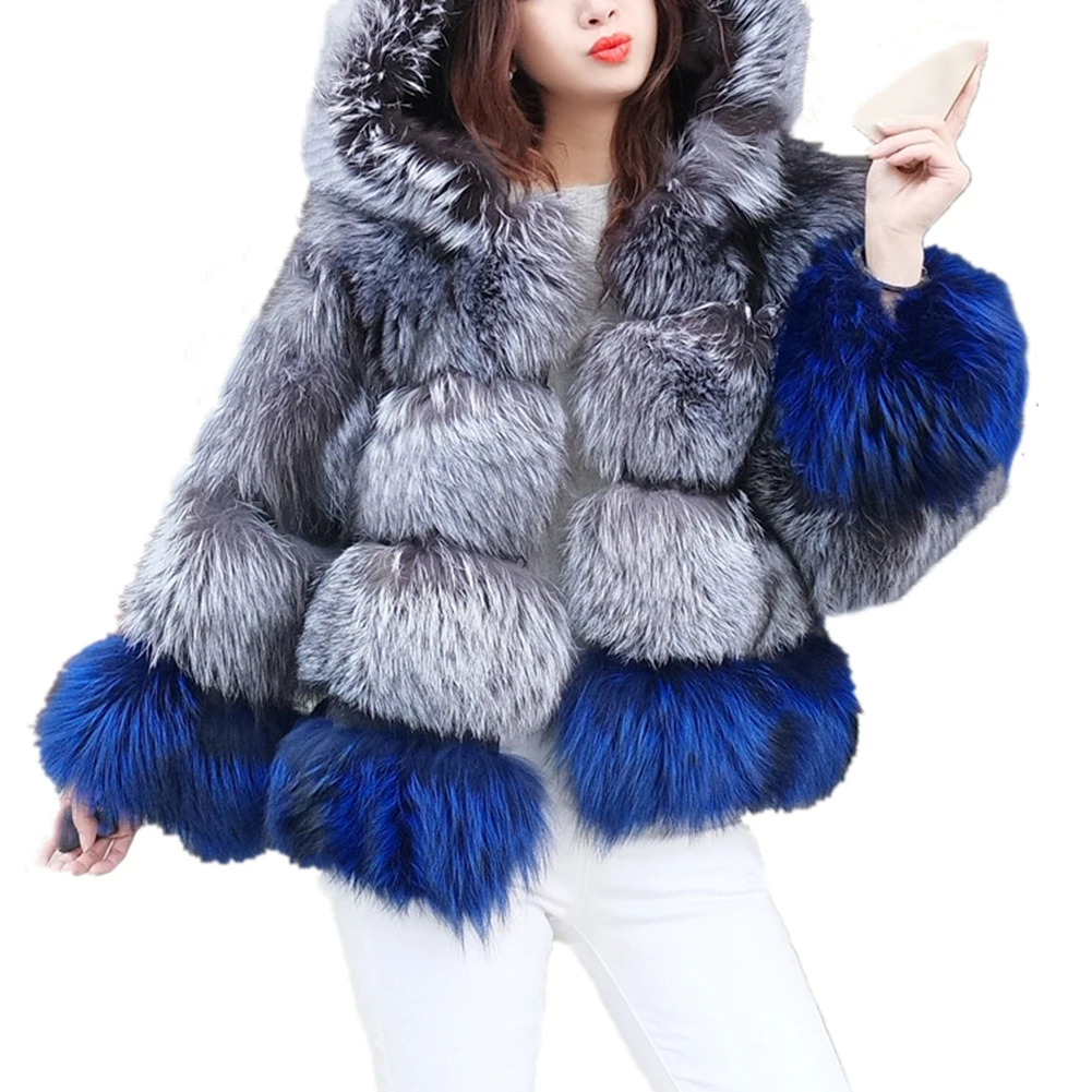 Women\'s Winter Overcoat Thick Warm Long Sleeve Faux Fur Coat Jacket With Hooded