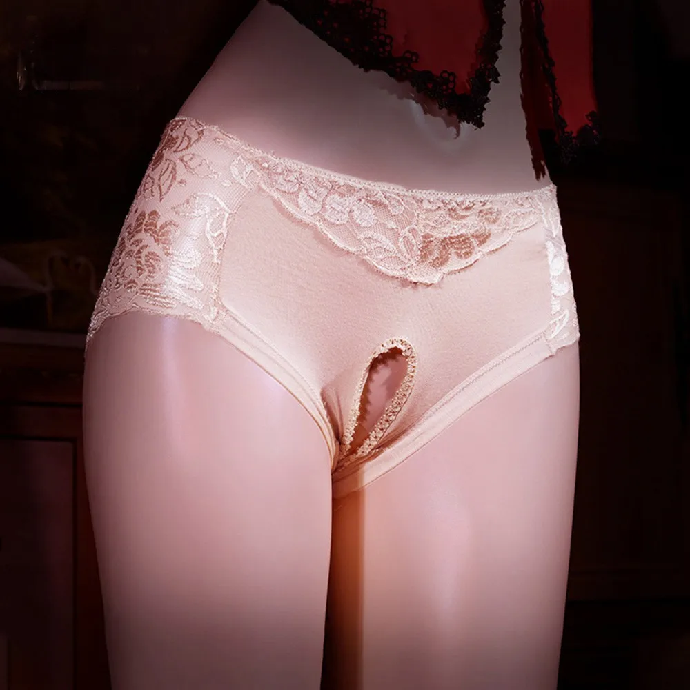 Women\'s Underwear Lace Panties Crotchless Knickers Sexy Plus Size Briefs Open Butt Thongs Female Sensual Lingerie